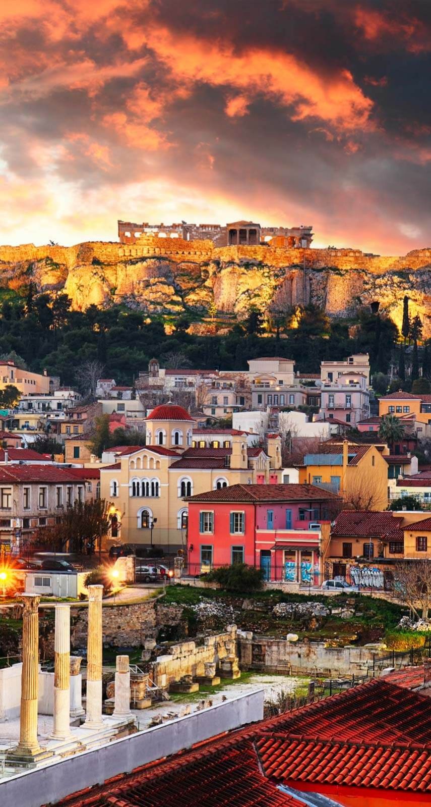 acropolis parthenon temple against sunset athens greece 144895145 Athens 64098e84
